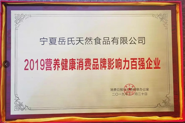 寧夏岳氏受邀參加中國(guó)營(yíng)養(yǎng)健康產(chǎn)業(yè)企業(yè)家年會(huì)并榮膺“百強(qiáng)企業(yè)”